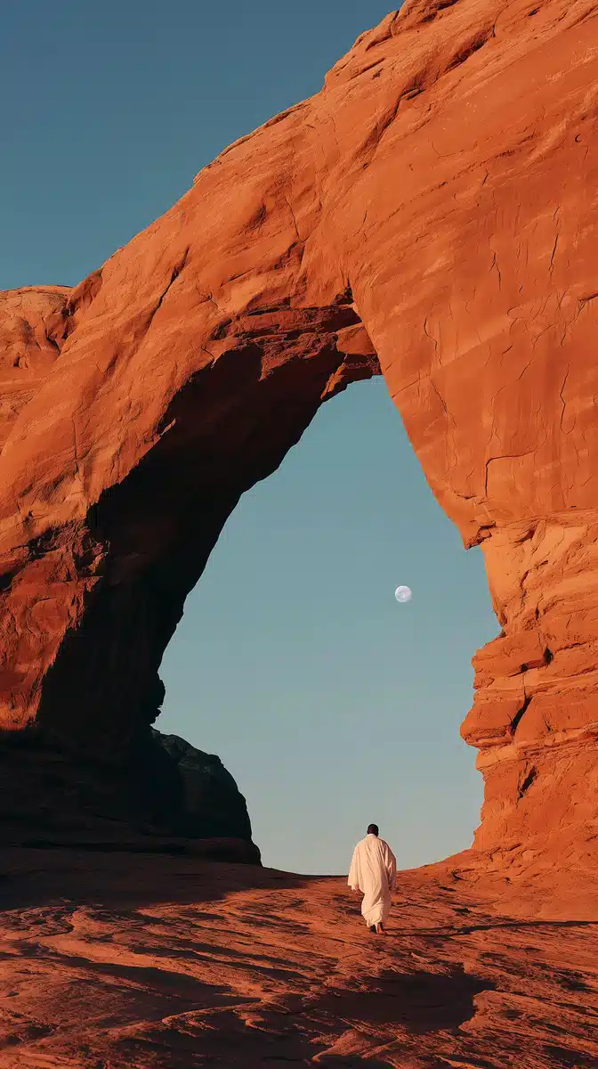 Moonlit Arch with Kimono Midjourney提示词