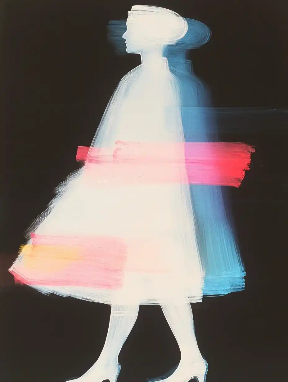 Ghostly Woman in Motion Midjourney提示词