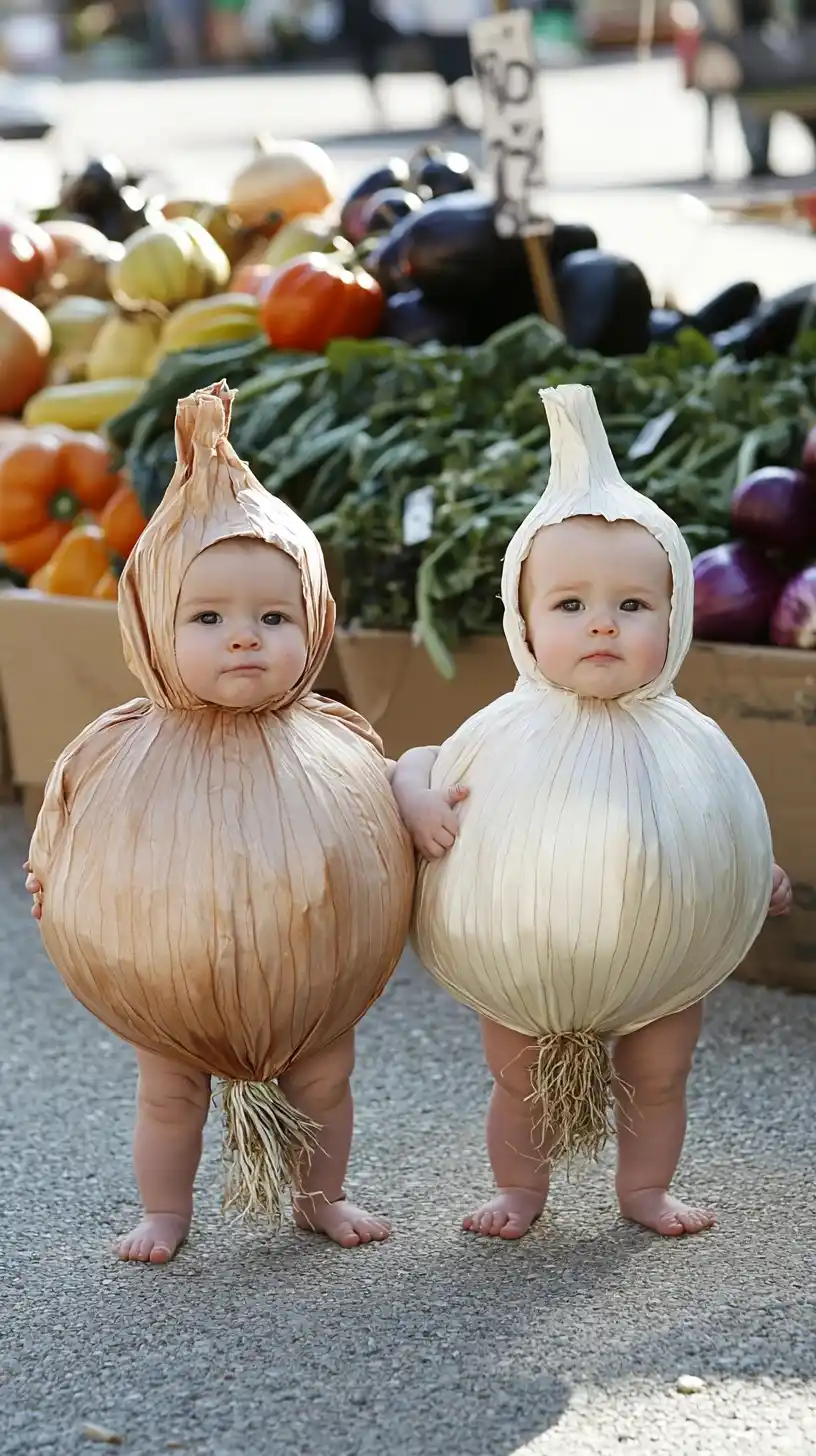Babies in Vegetable Costumes Midjourney提示词