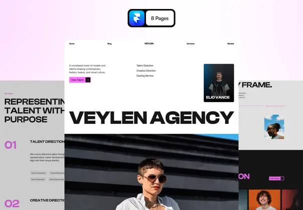 模特经纪公司Framer网站（Veylen），Veylen - Model Talent Agency Framer Website