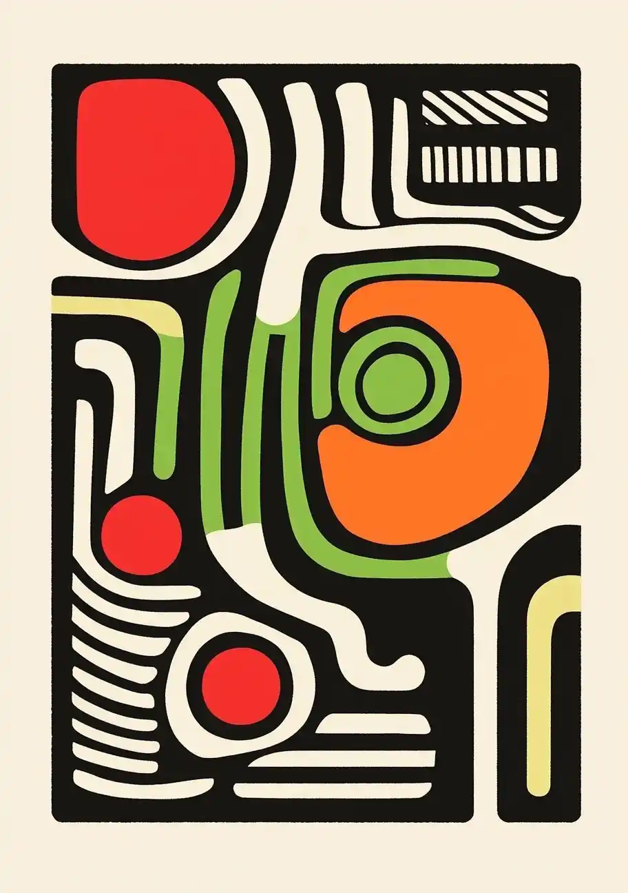 Retro Isotype Abstract Stripes Midjourney提示词