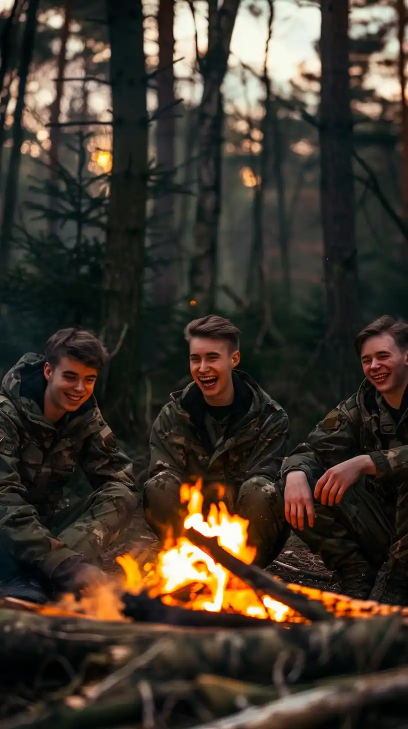 Dutch Army Boys Bonfire Midjourney提示词