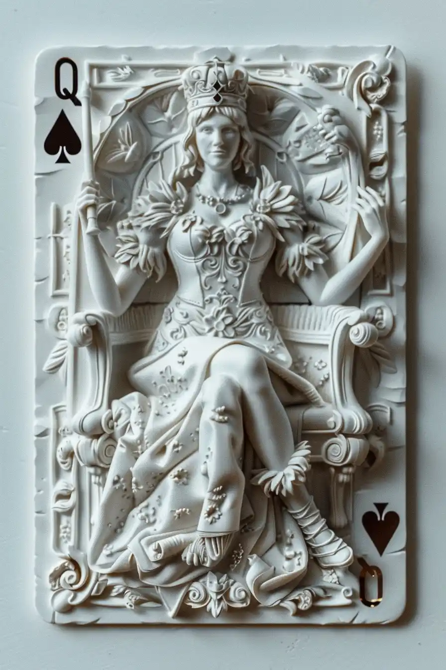 Sophisticated 3D Queen Card Midjourney提示词