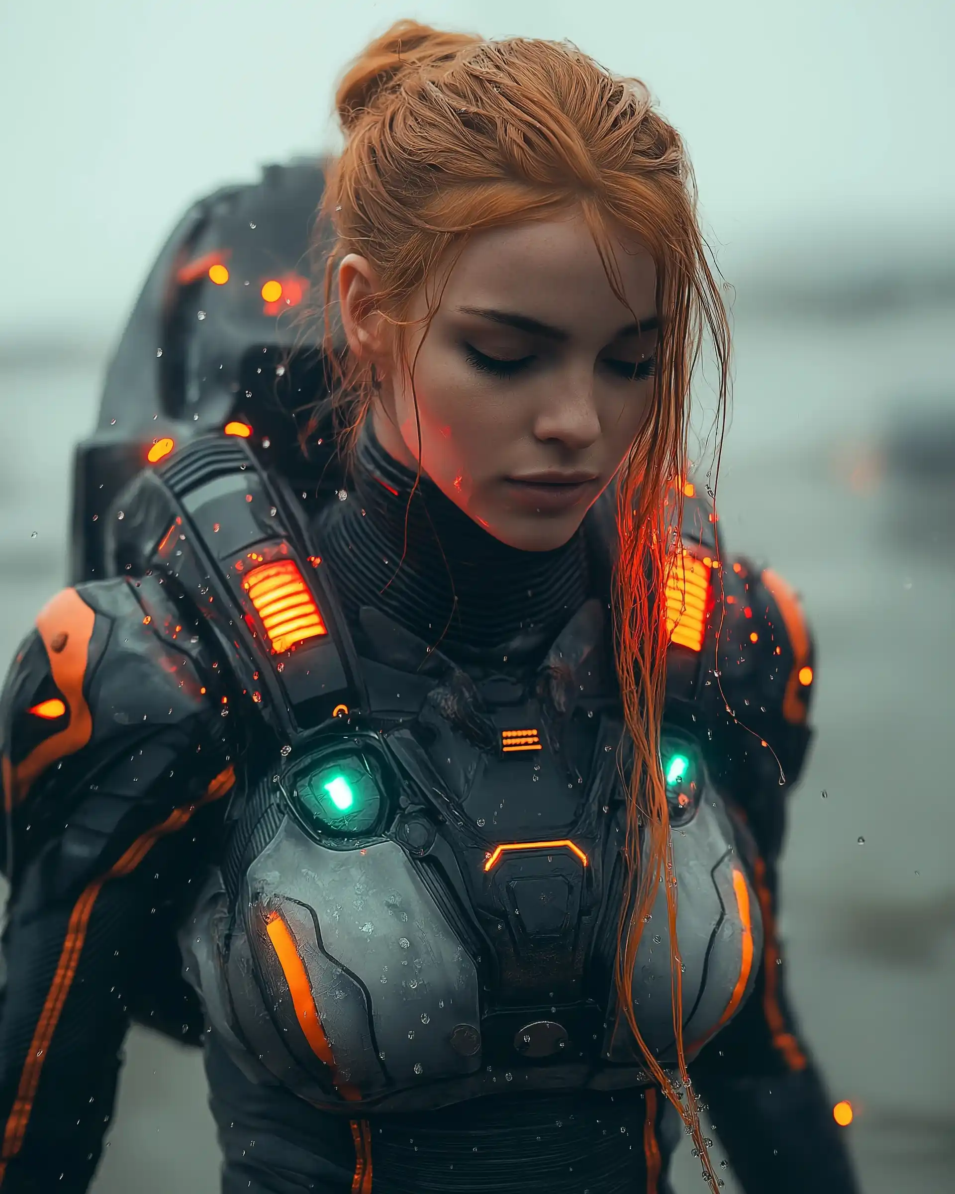 Futuristic Woman in Alien Ship Midjourney提示词