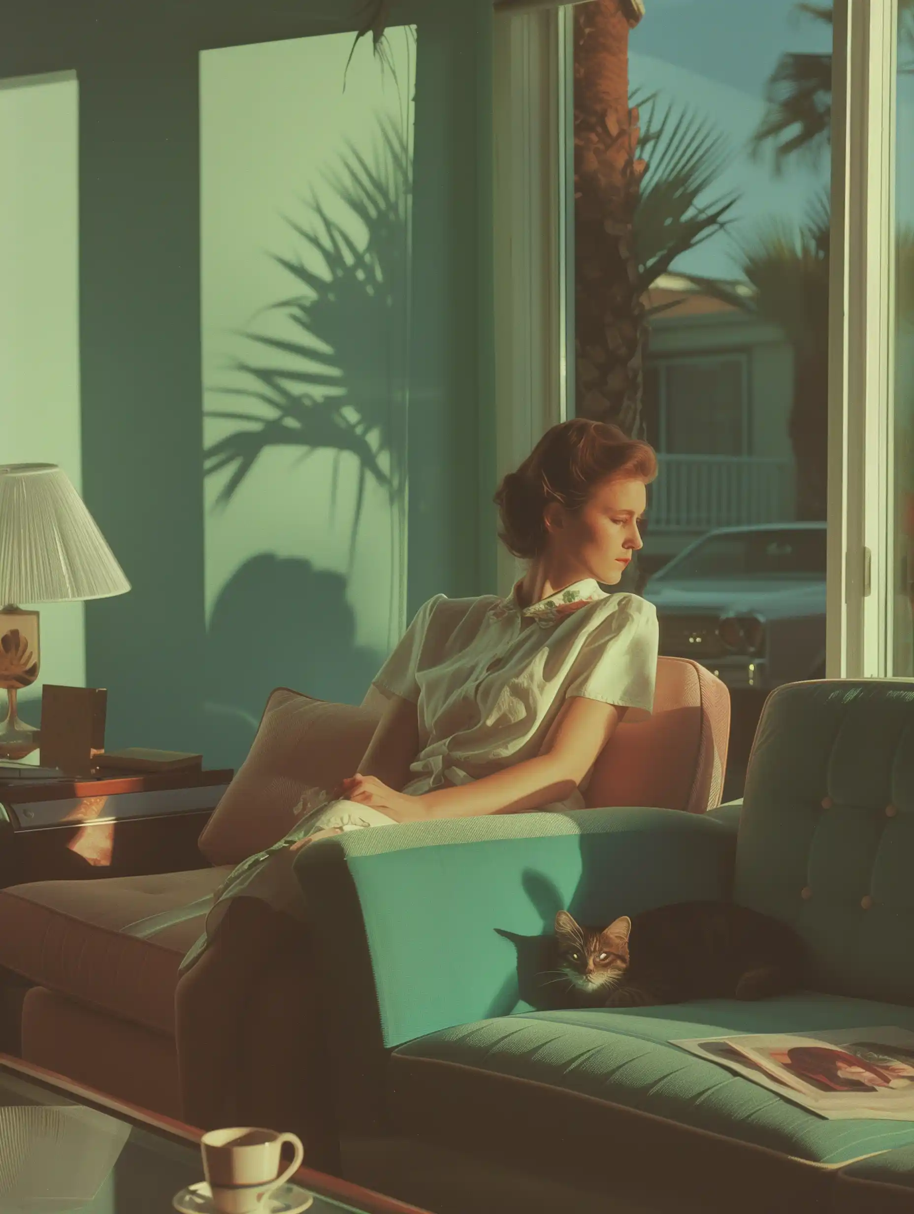 Mid-Century Modern Villa Portrait Midjourney提示词