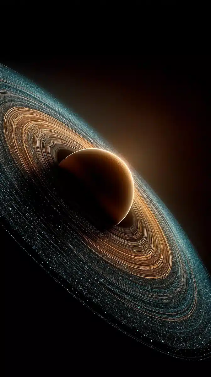 Minimalist Planet with Dust Rings Midjourney提示词