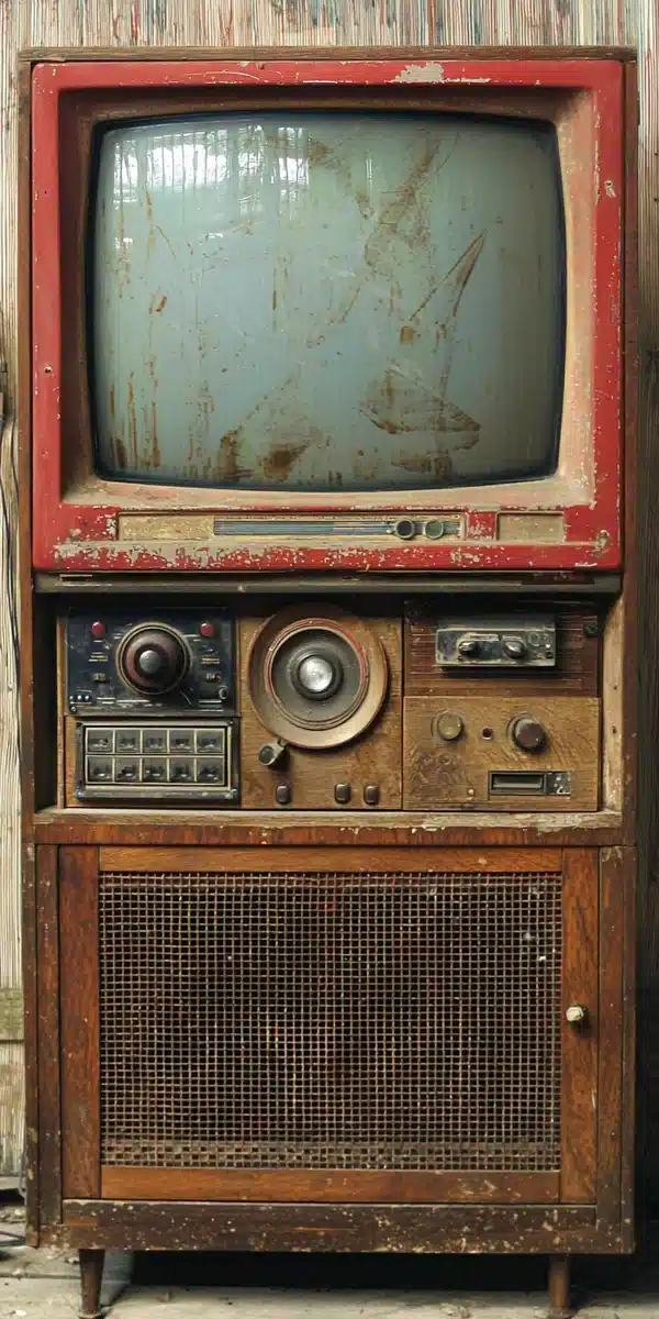 Retro Television with Cabinet Midjourney提示词