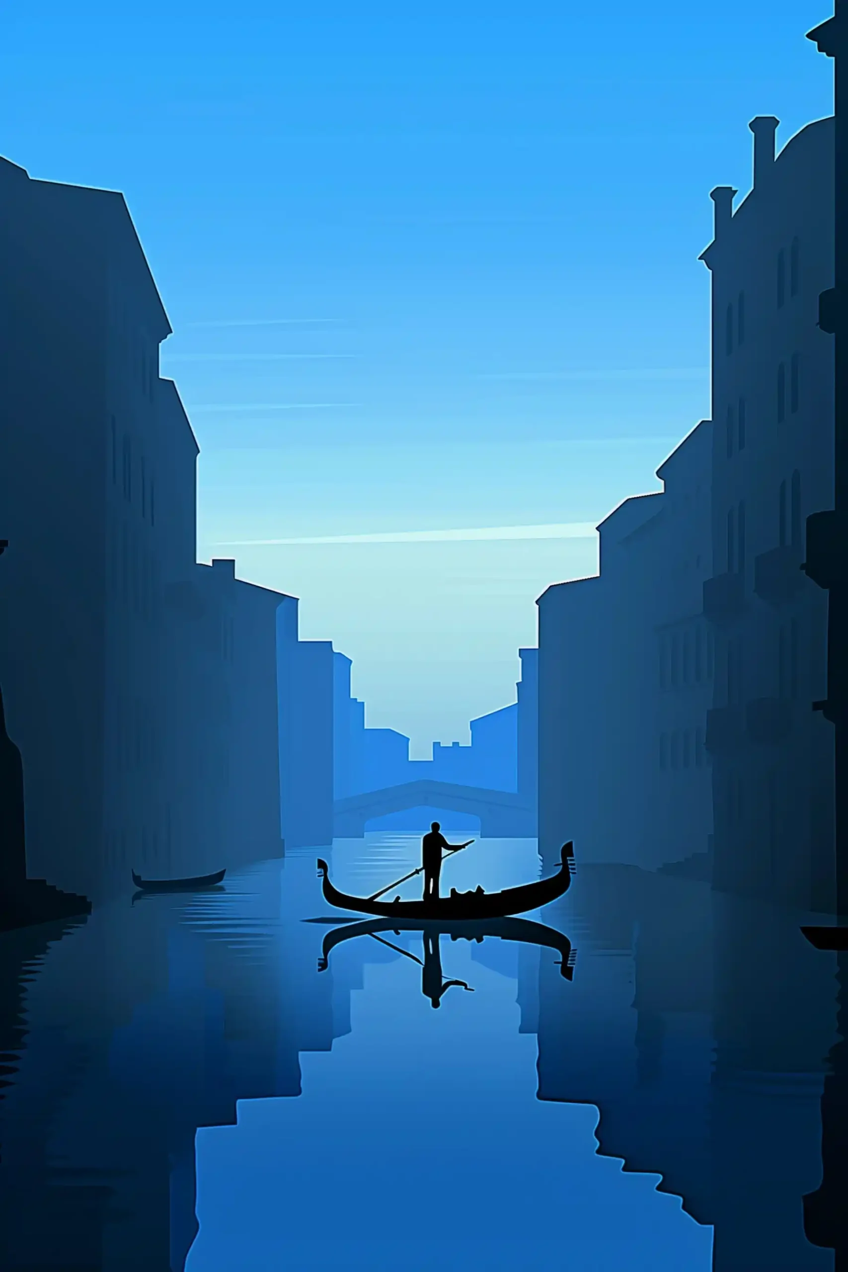 Flat Gondolier in Venice Midjourney提示词