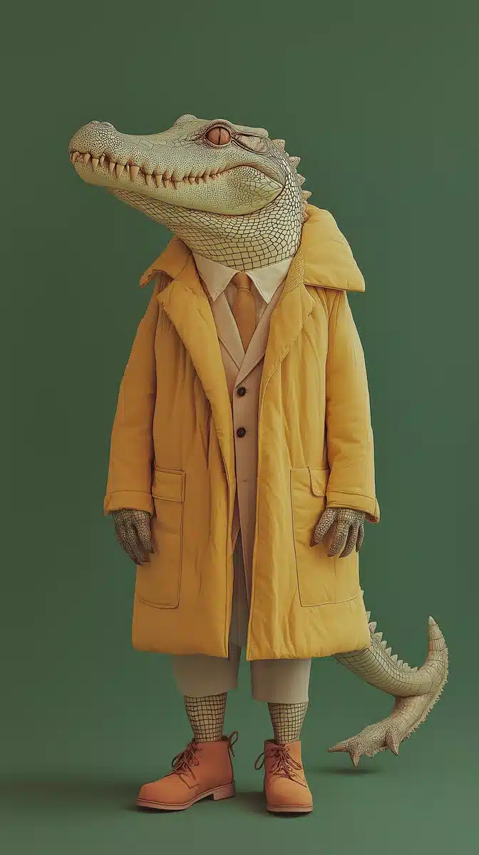 Chiaroscuro Crocodile Portrait Midjourney提示词