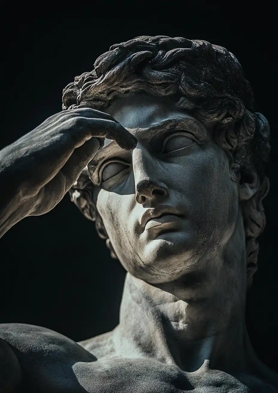 Greek Statue in Shadows Midjourney提示词
