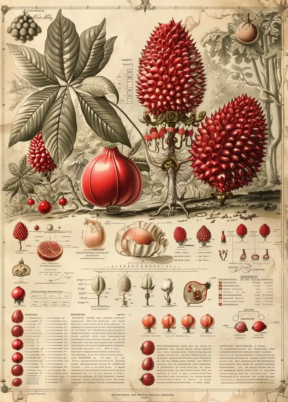 Strange Fruit Anatomy Infographics Midjourney提示词