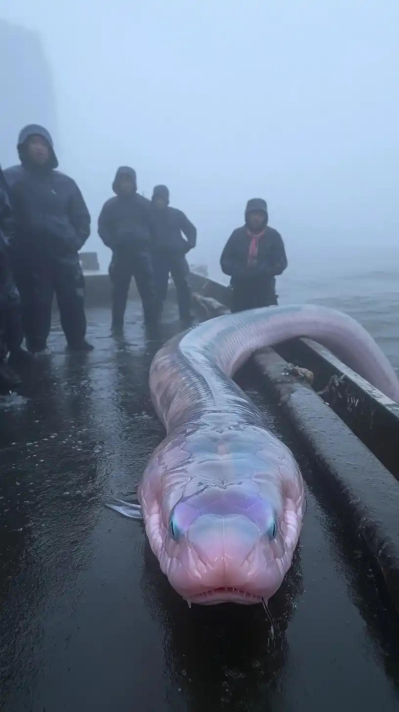 Fishermen and Mythical Sea Snake Midjourney提示词