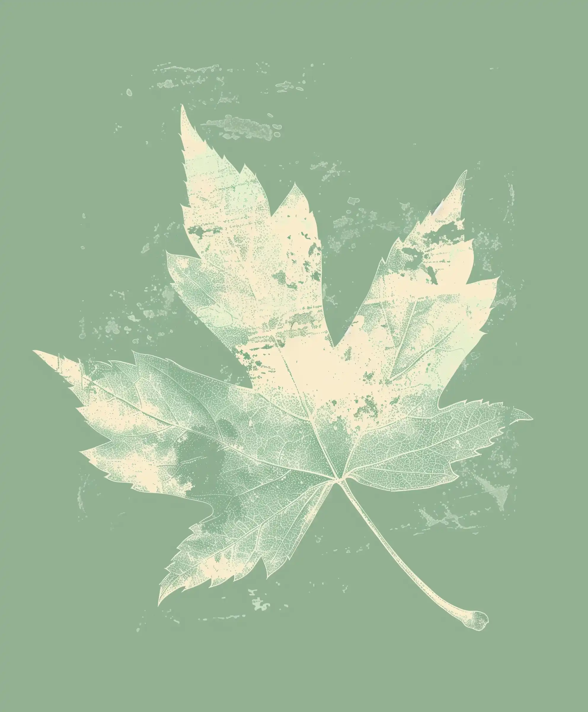 Wabi-Sabi Leaf Illustration Midjourney 提示词生成效果