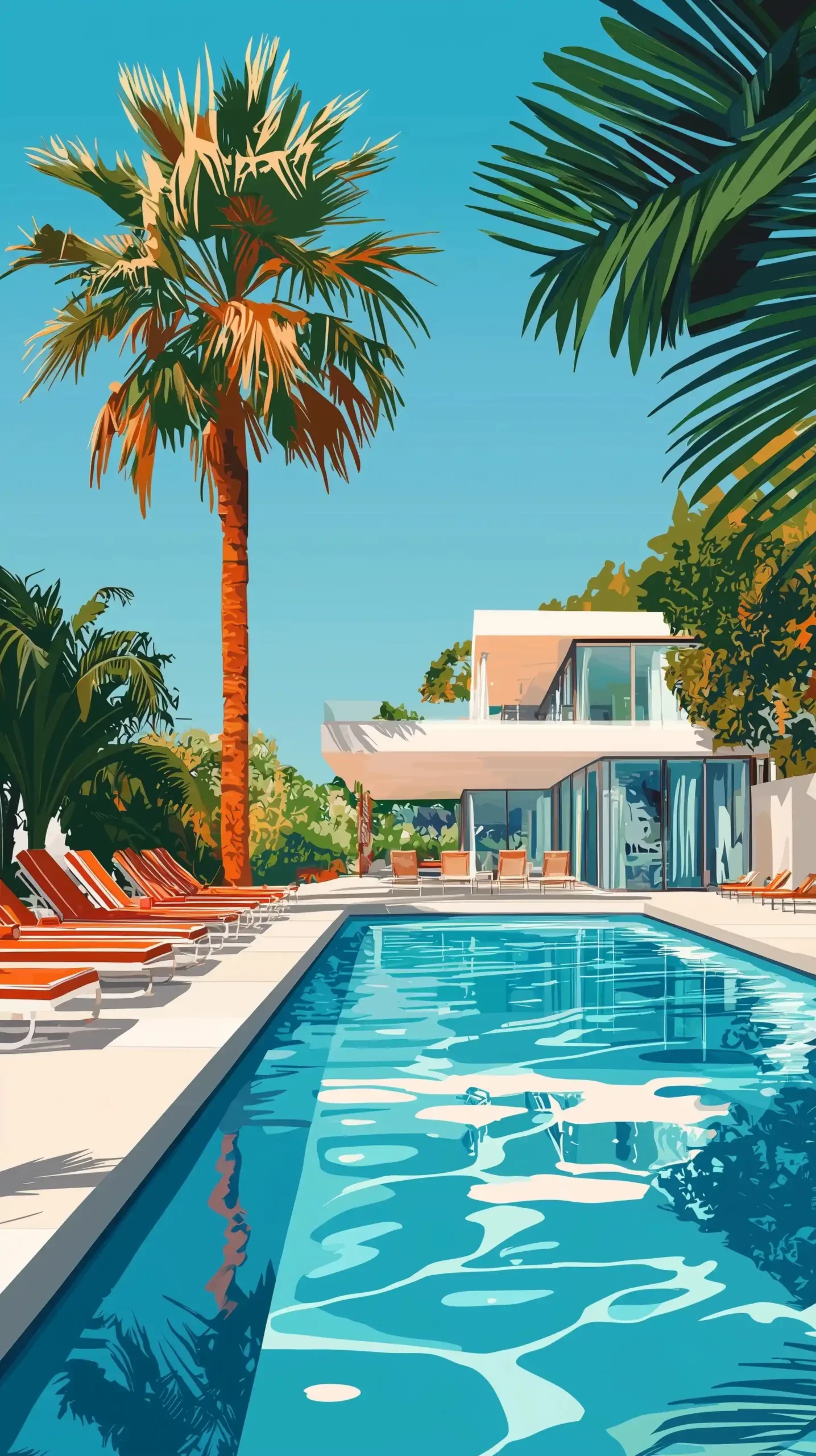 80s LA Pool Illustration Midjourney提示词