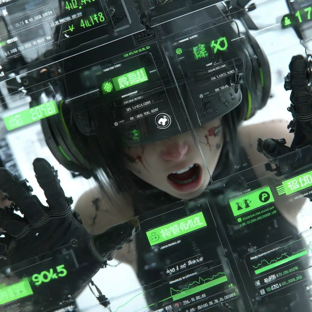 Photorealistic Trader Amid Crashes Midjourney提示词