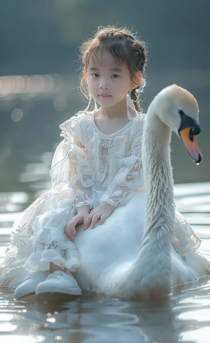 Dreamy Swan Girl Portrait Midjourney 提示词生成效果