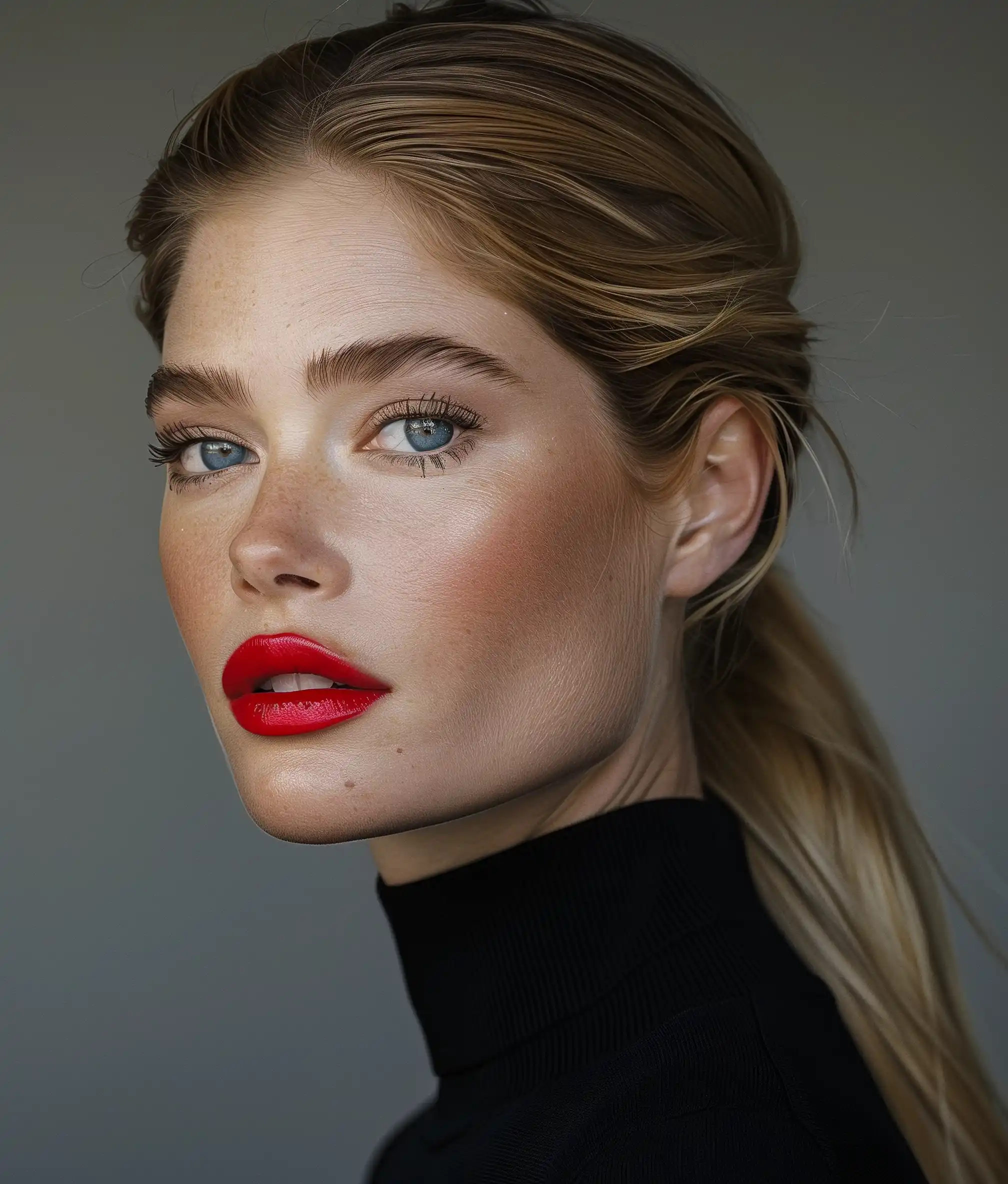 Elegant Blonde Portrait Midjourney提示词
