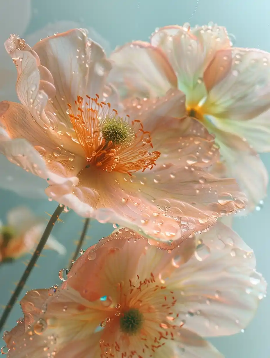 Impasto Flower Under Glass Midjourney提示词