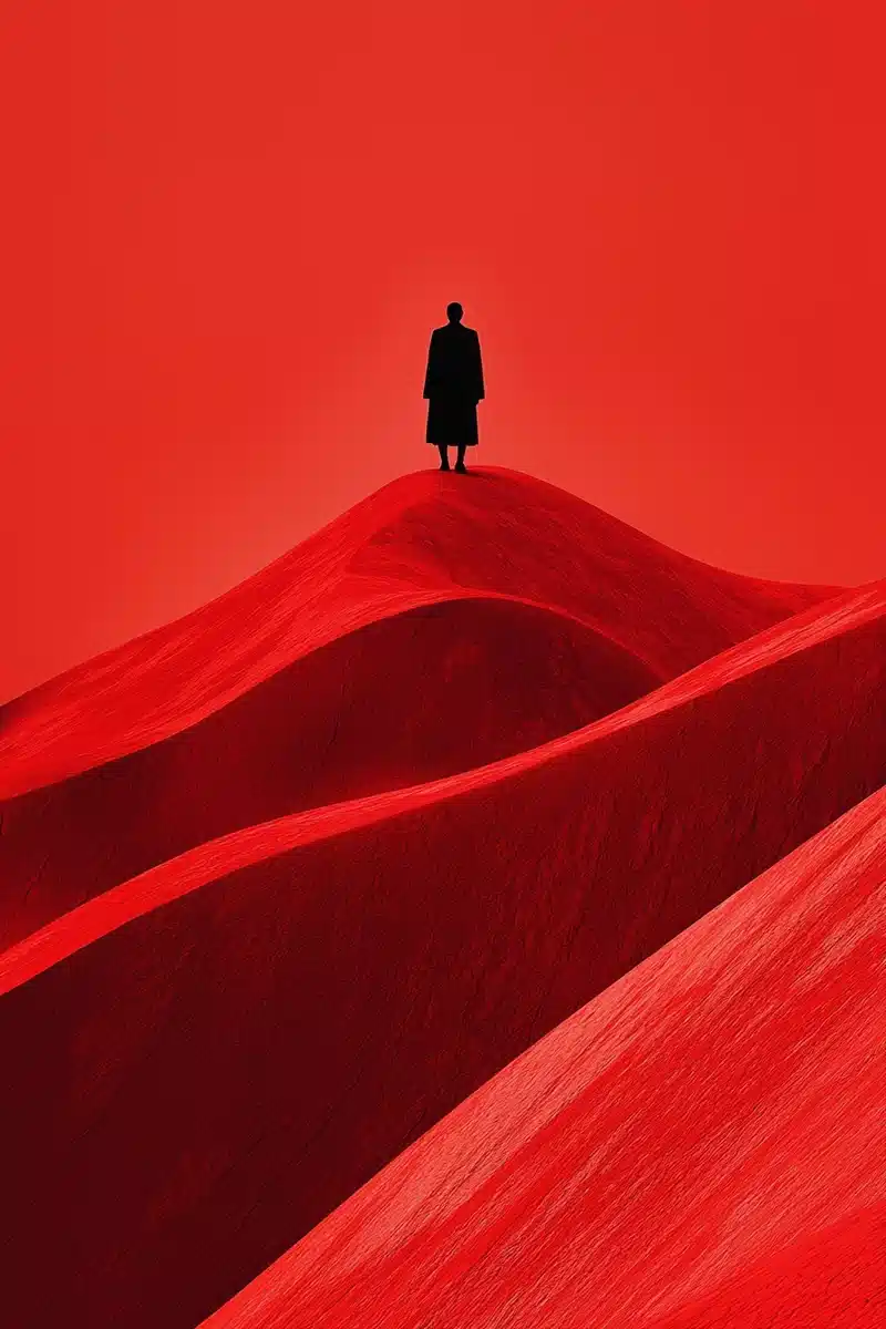 Minimalist Fashion on Red Hills Midjourney提示词