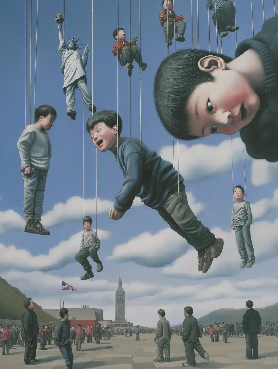 Surreal Children on Liberty Midjourney提示词