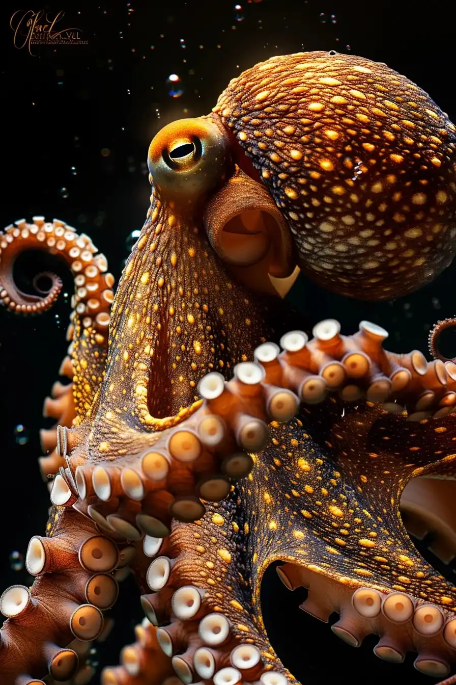 Photorealistic Octopus Underwater Midjourney提示词