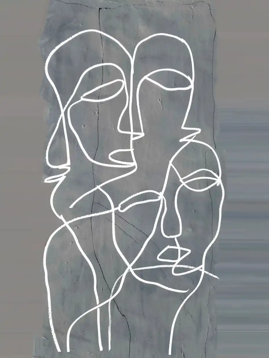 Minimalist Abstract Hug Trio Midjourney提示词