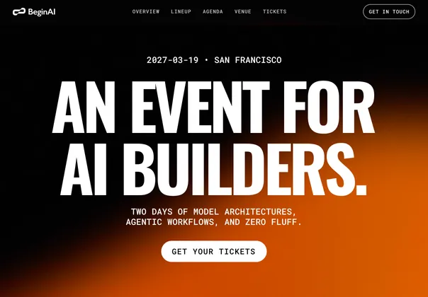 会议活动落地页Framer模板（Begin），Begin - Event and Conference Template