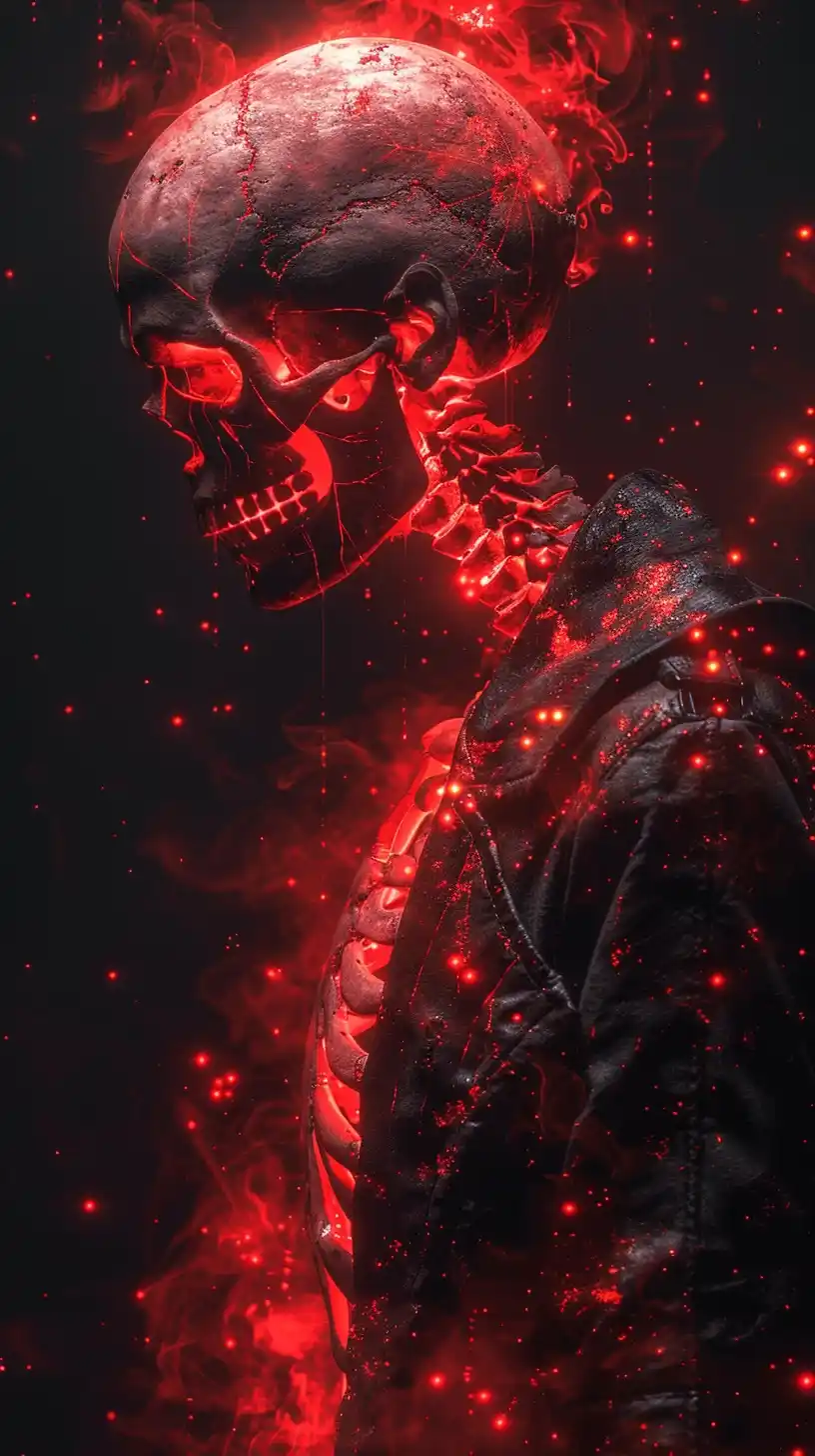 Geometric Skeleton in Red Midjourney提示词