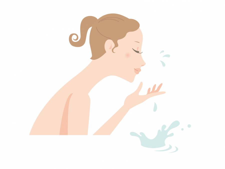 女人_用水洗脸