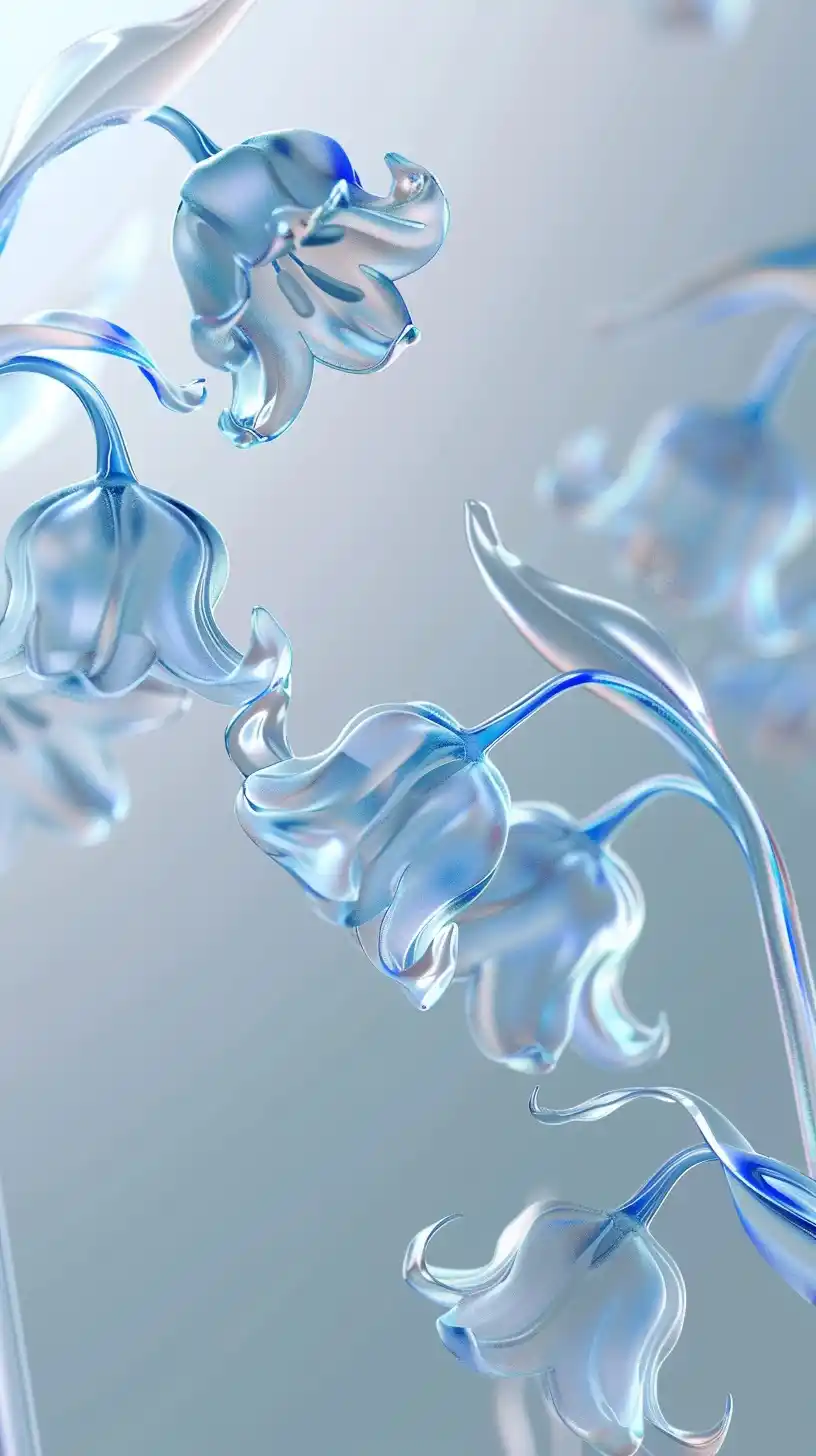 Translucent Lily in Glassy 3D Midjourney提示词