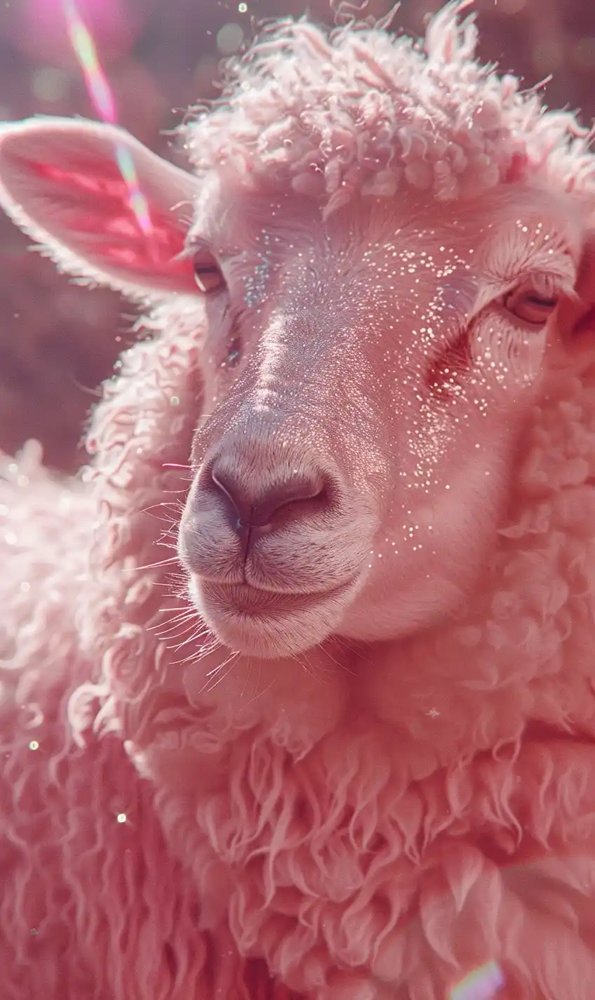 Gigantic Pink Wool Sheep Midjourney提示词