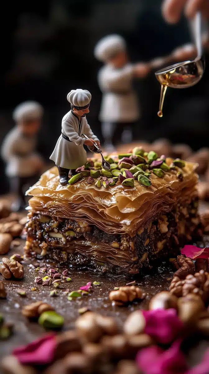 Miniature Bakers with Baklava Midjourney提示词
