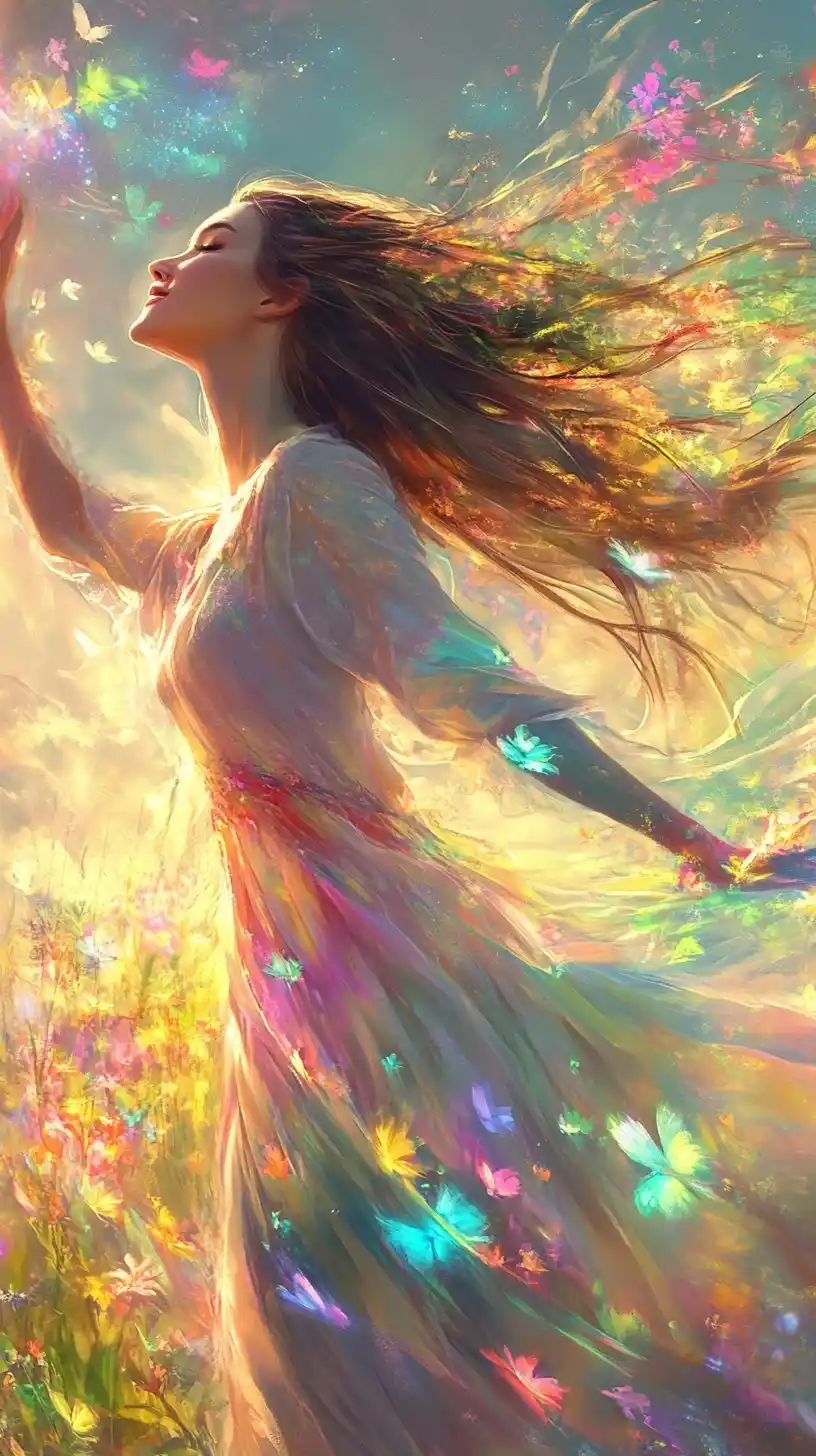 Magical Woman in Delicate Shades Midjourney提示词