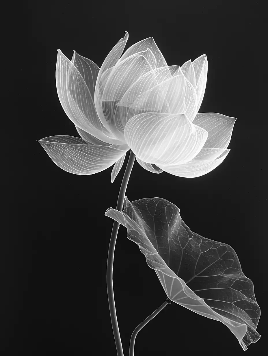White Lotus on Xuan Paper Midjourney提示词