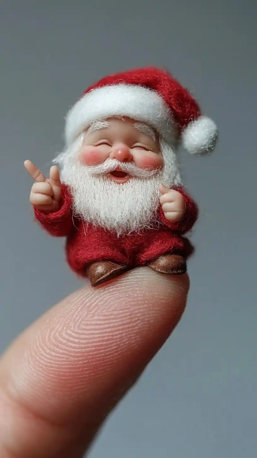 Realistic Miniature Santa Finger Midjourney提示词