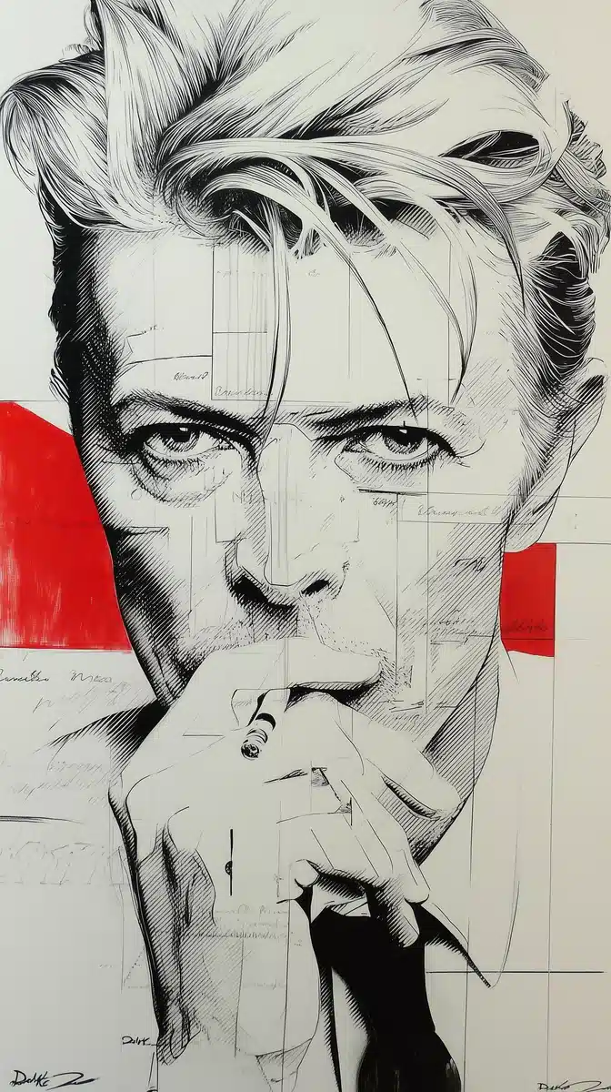 Bowie Portrait in Photorealism Midjourney提示词