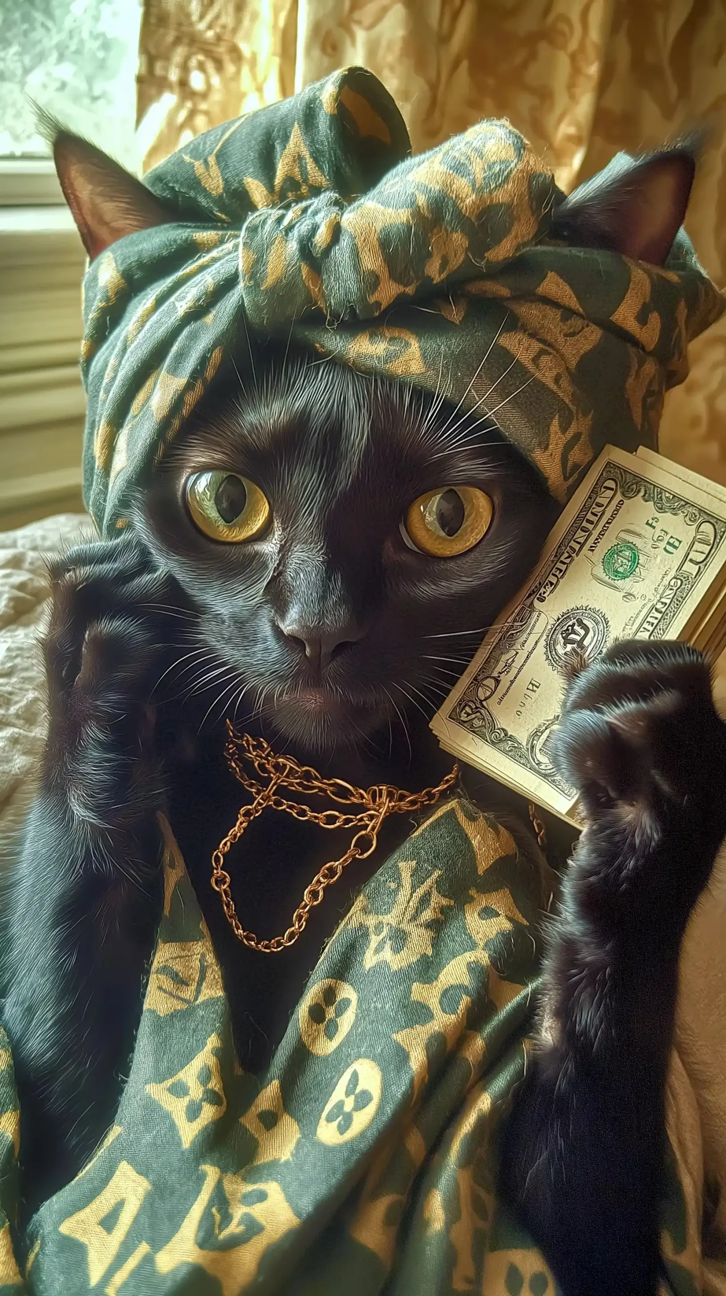 Stylized Cat with Money Midjourney提示词