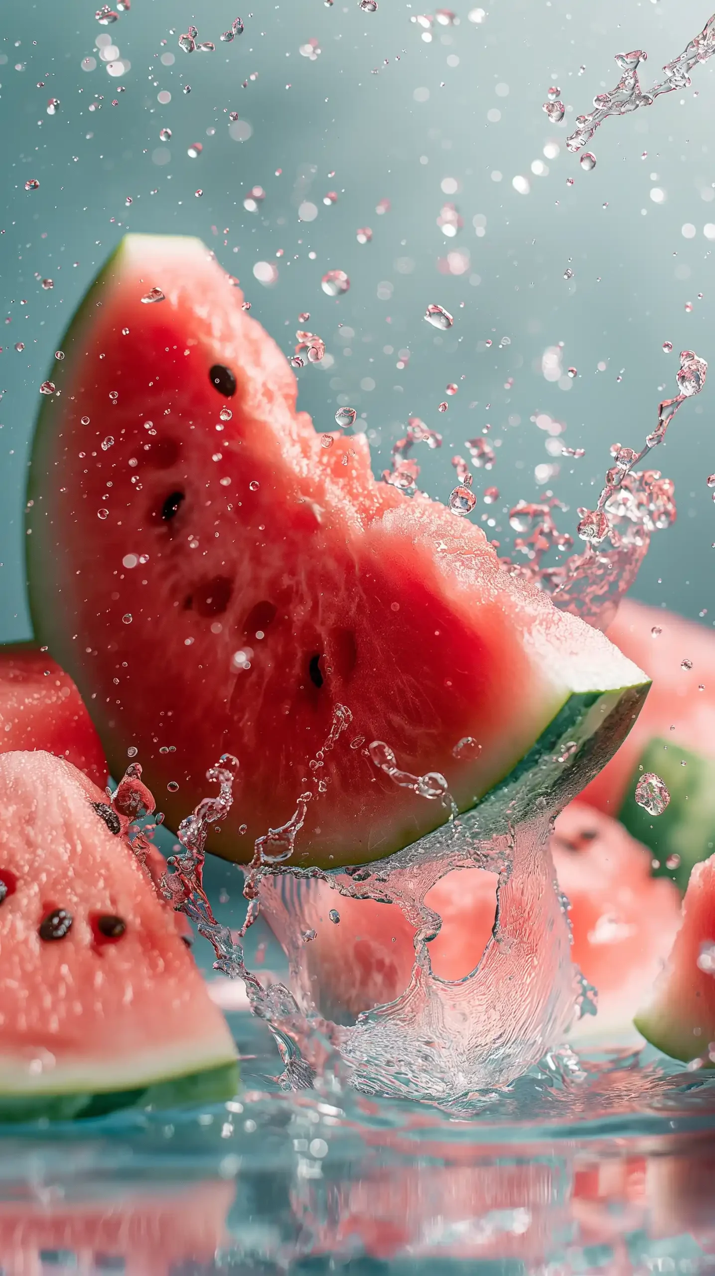Vibrant Watermelon Splash Midjourney提示词