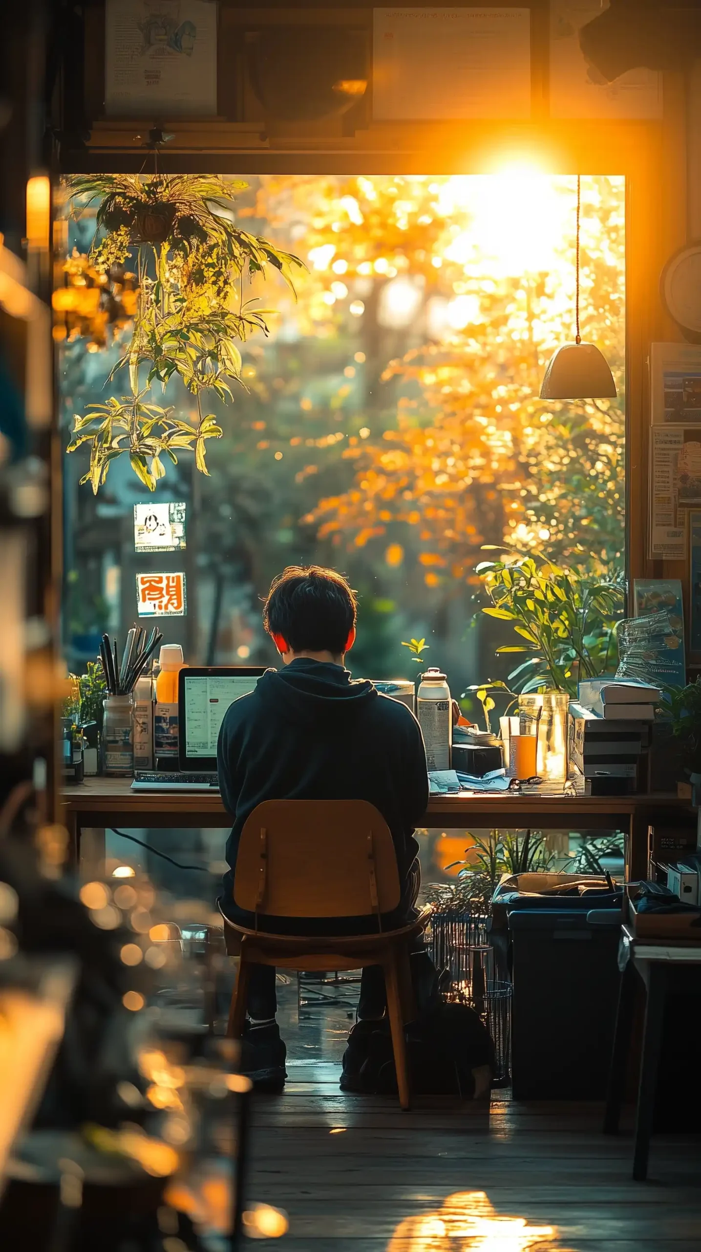 Anime Scholar at Desk Midjourney提示词