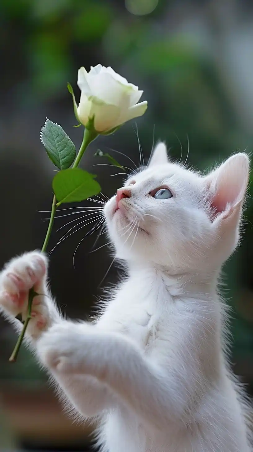 White Cat with Rose Midjourney 提示词生成效果