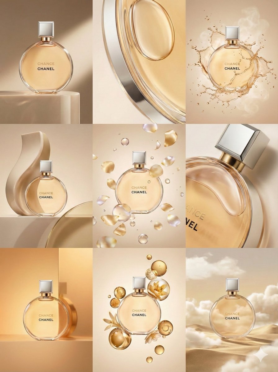 Chanel Chance Perfume: Luxury Product Photography Collection Nano Banana提示词