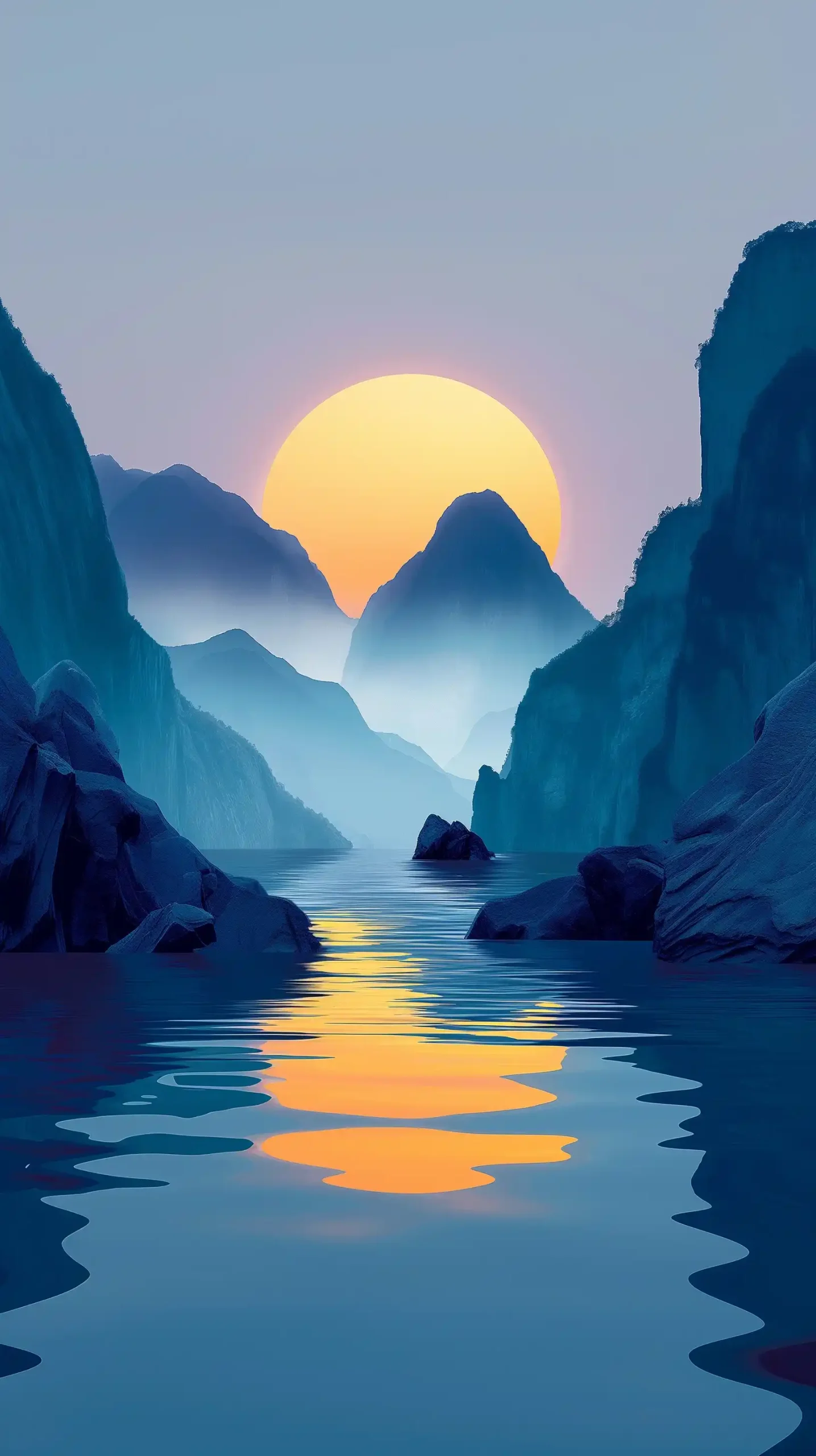 Angular Silhouettes in Tranquil Palette Midjourney 提示词生成效果
