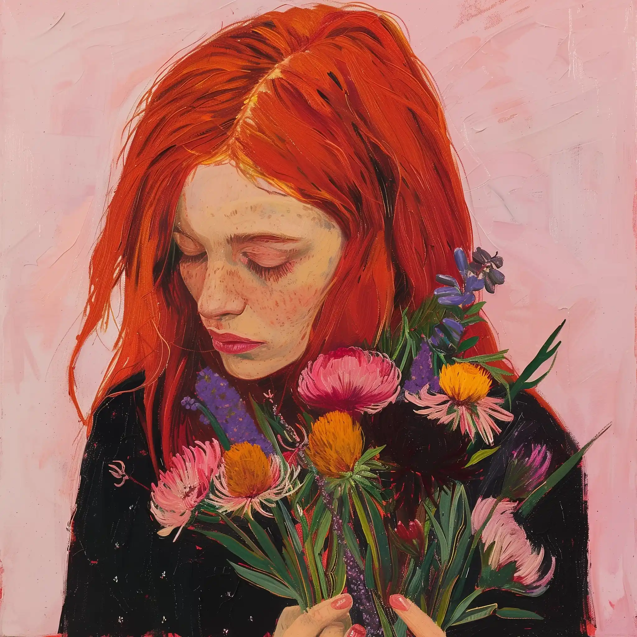 Designers Guild Redhead with Australian Flowers Midjourney提示词