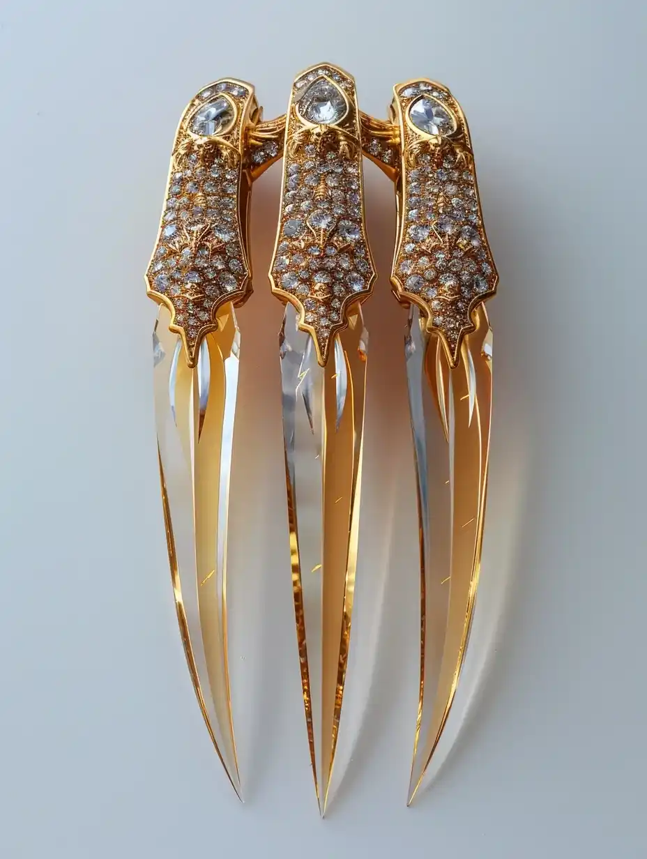 Golden Wolverine Claws Midjourney提示词