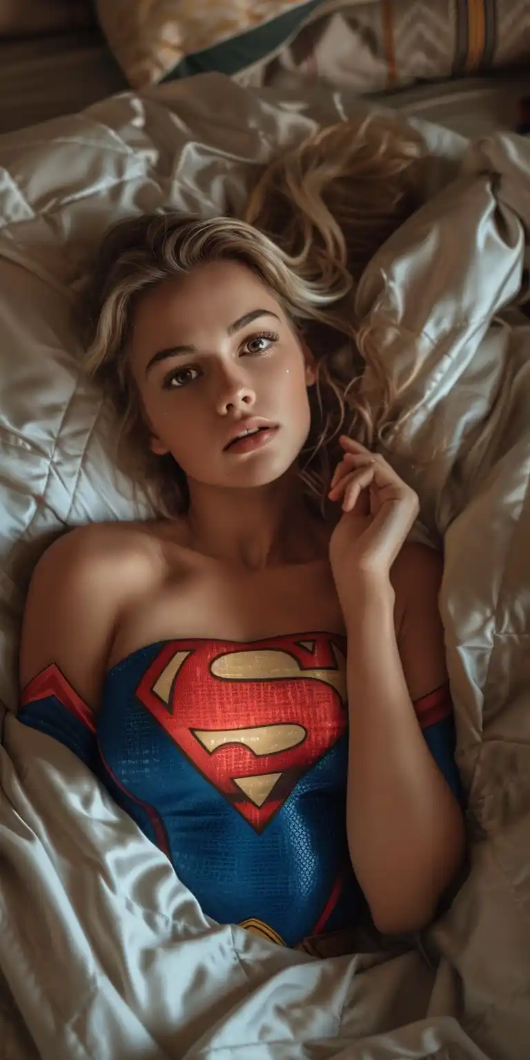 Supergirl Bed Cover Theft Midjourney提示词