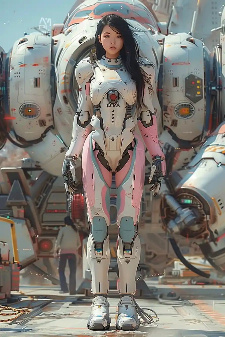 Mecha Girl and Spaceship Midjourney提示词