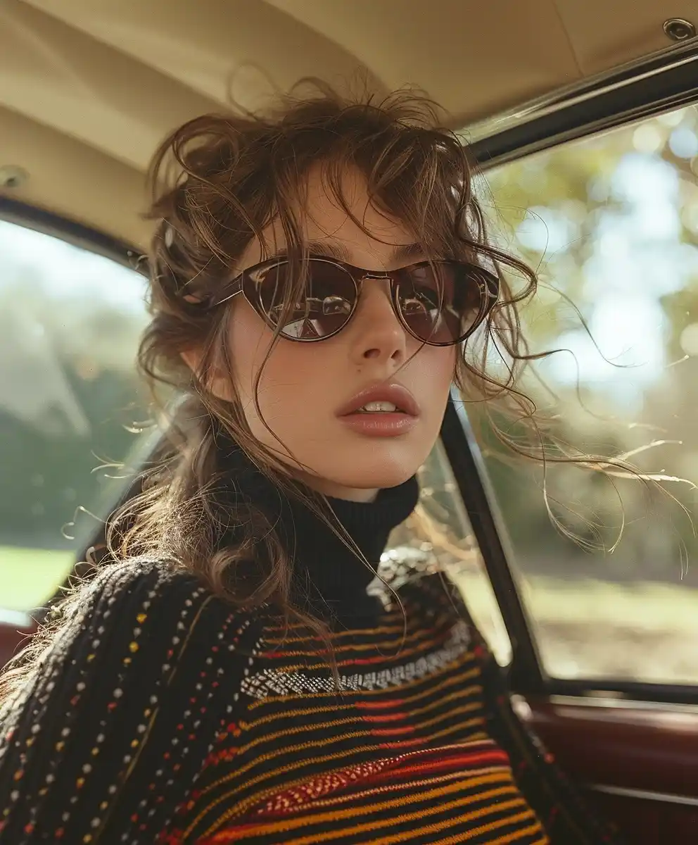 Vogue Girl in Porsche Midjourney提示词