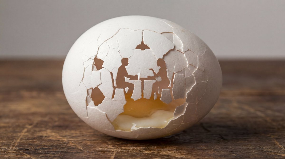 Creative Eggshell Silhouette: Couple on a Date Nano Banana提示词