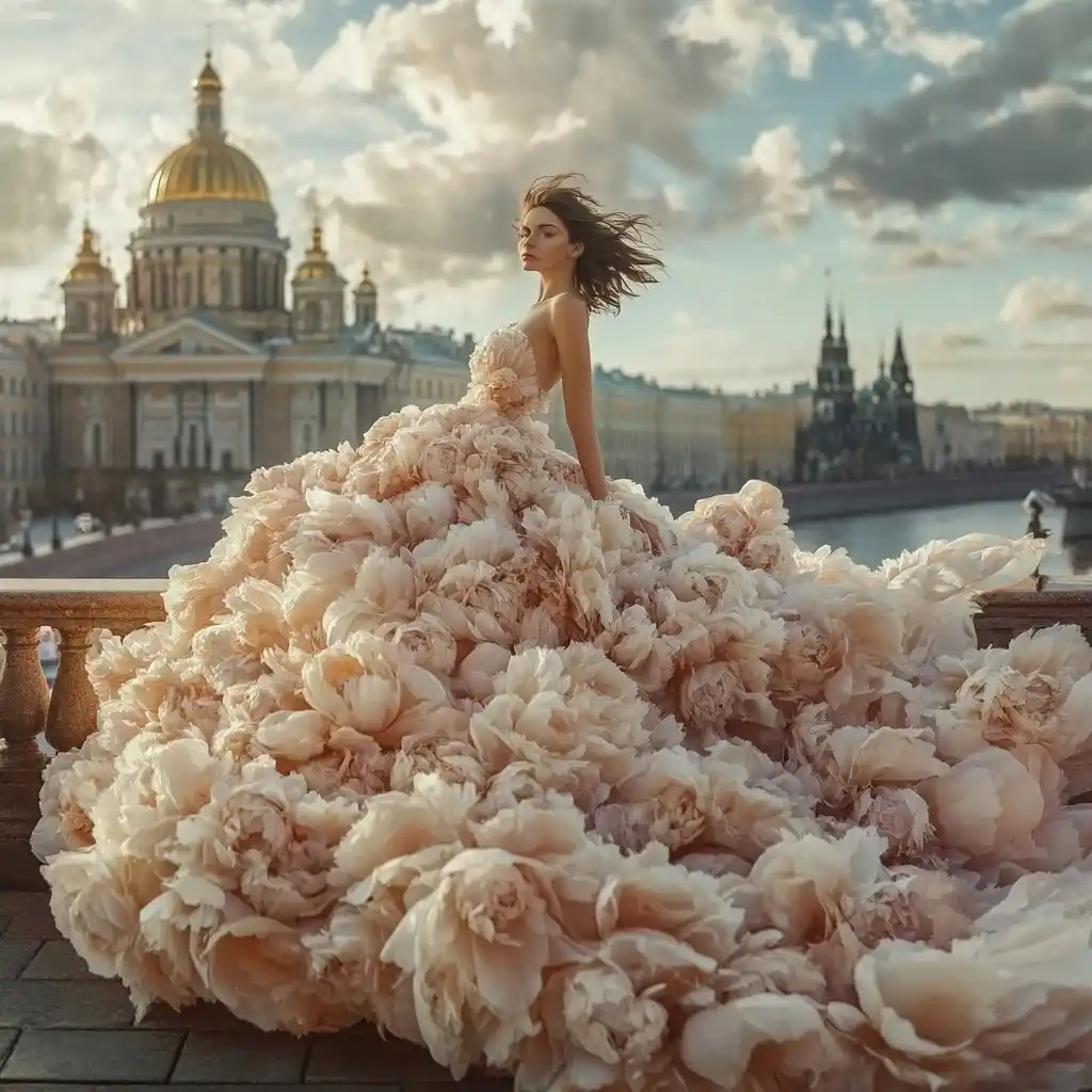 Peony Dress in St Petersburg Midjourney提示词