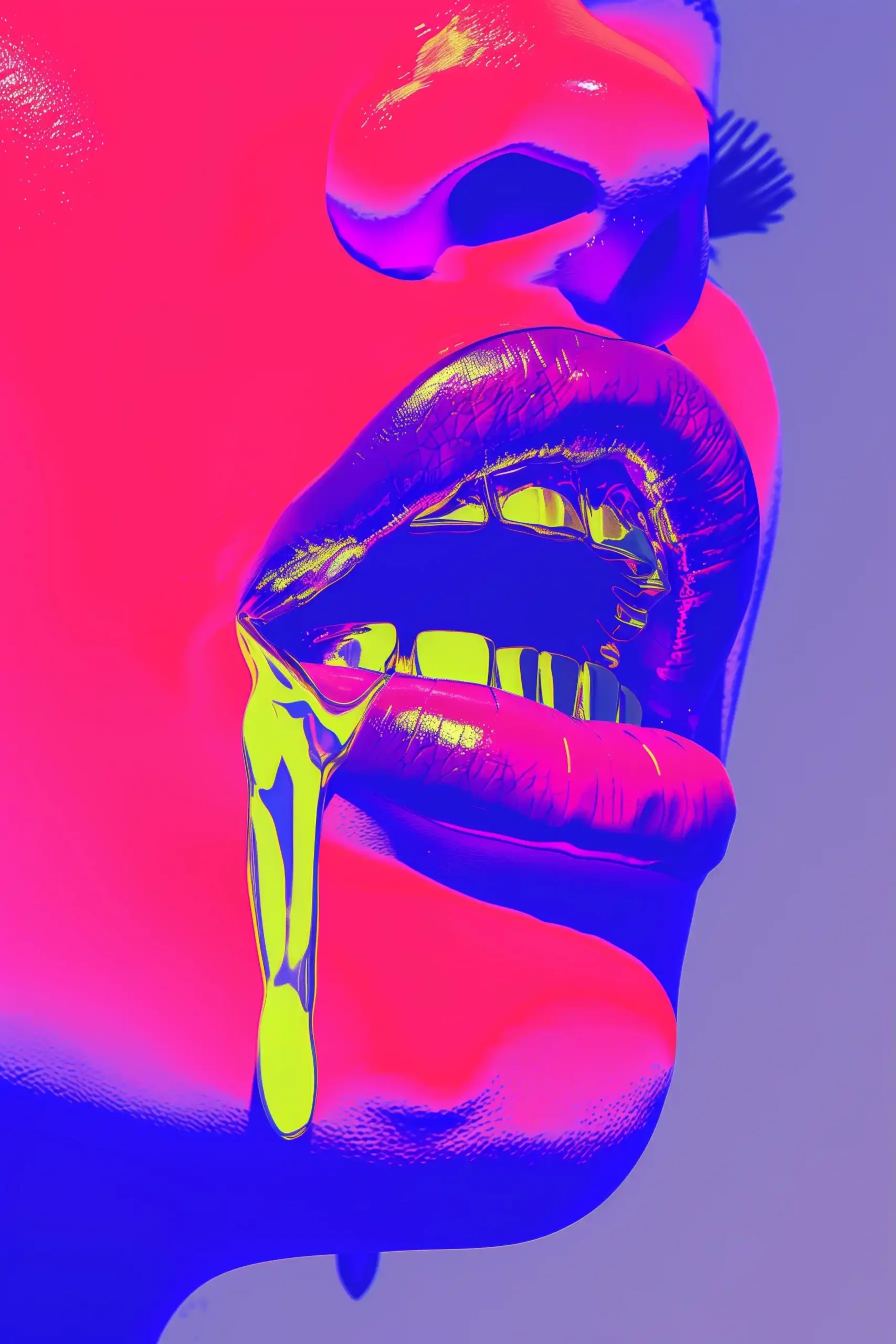Custom Gold Grill Anaglyphic Midjourney提示词